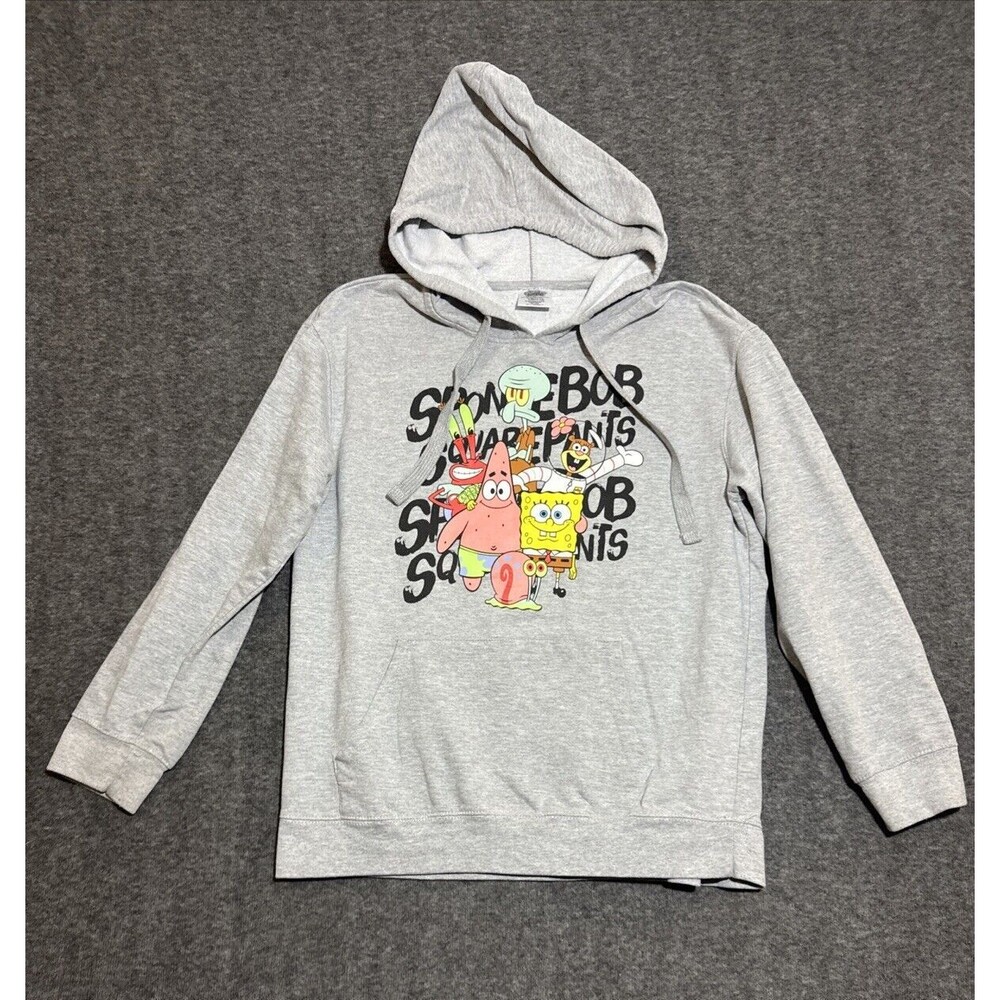 Spongebob Square Pants Youth Girl's Sweatshirt Hoodie Print Gray Large 11/13